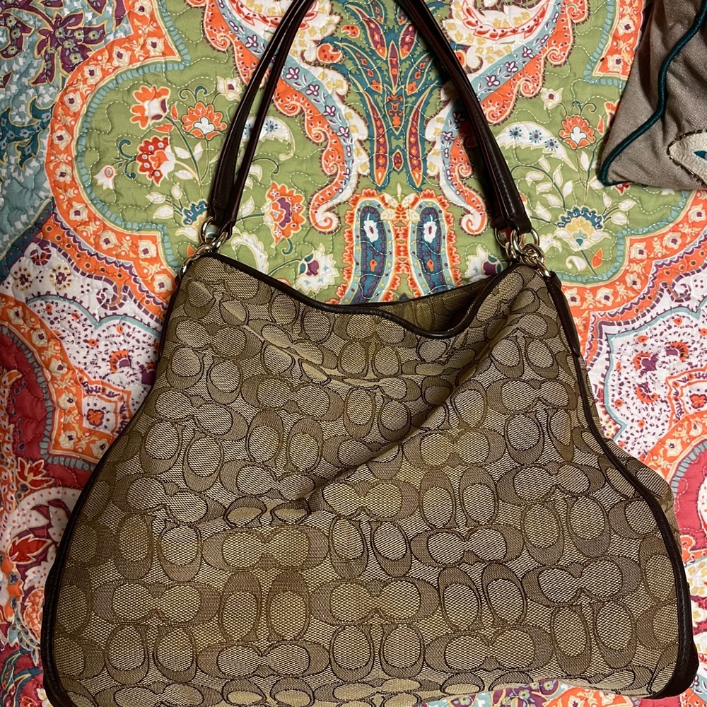 Brown C Coach purse
